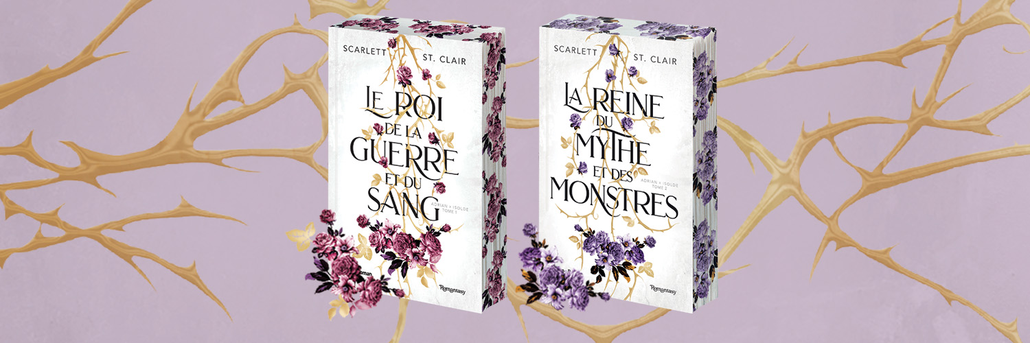 bannière de présentation des brochés avec jaspage de la duologie Adrian et Isolde de Scarlett St. Clair