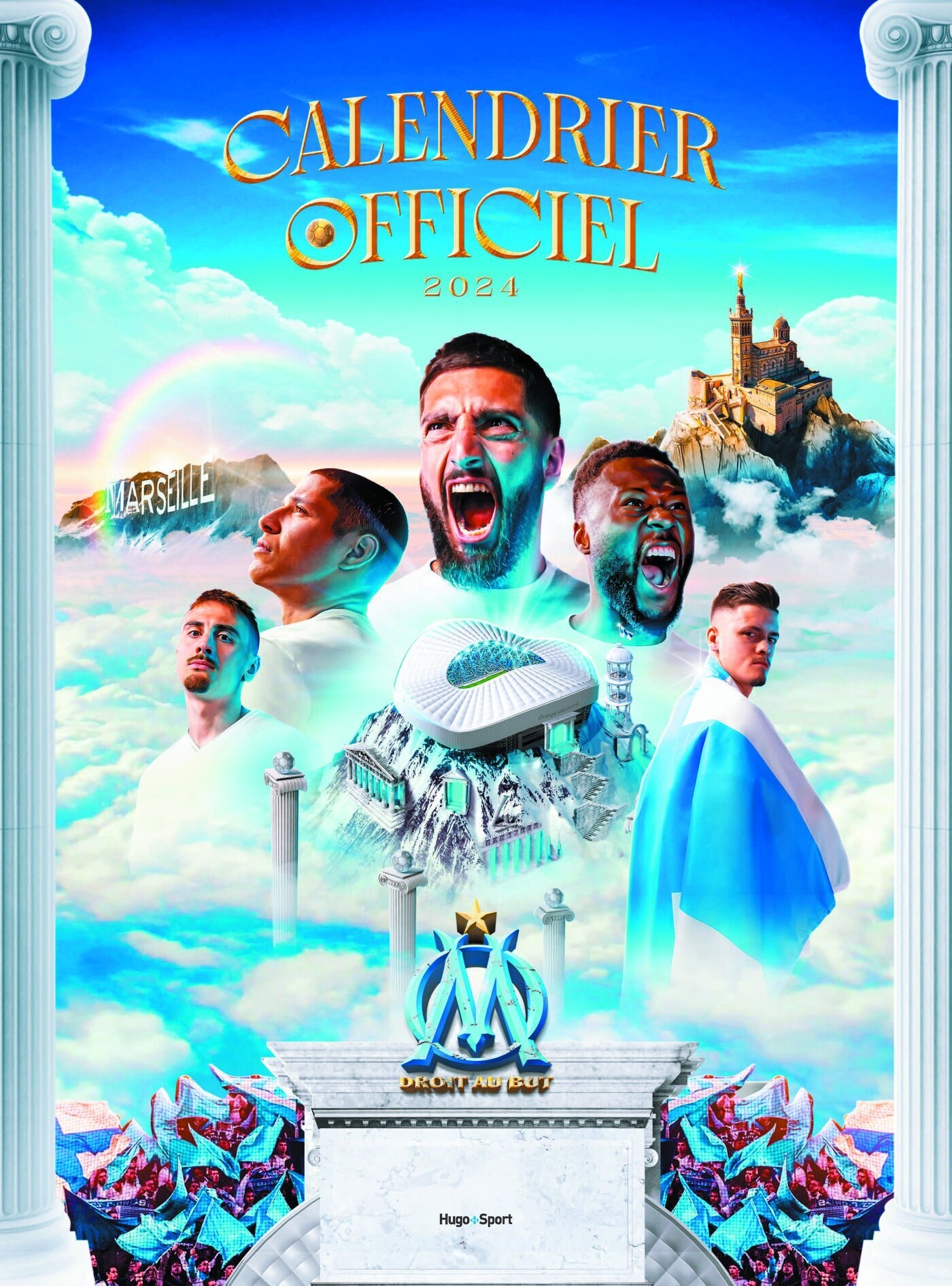 Calendrier mural Olympique de Marseille 2024 Hugo Publishing
