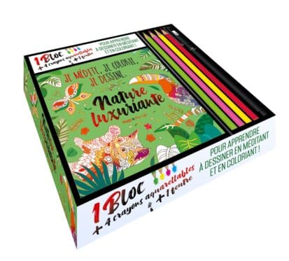 Coffret Je médite, je colorie, je dessine – Nature luxuriante